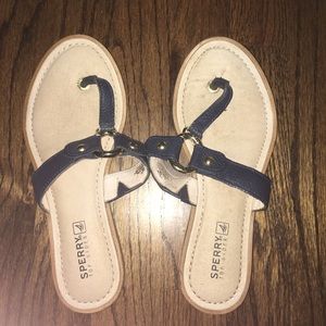 Size 6 Sperry top spider sandals. Navy Blue